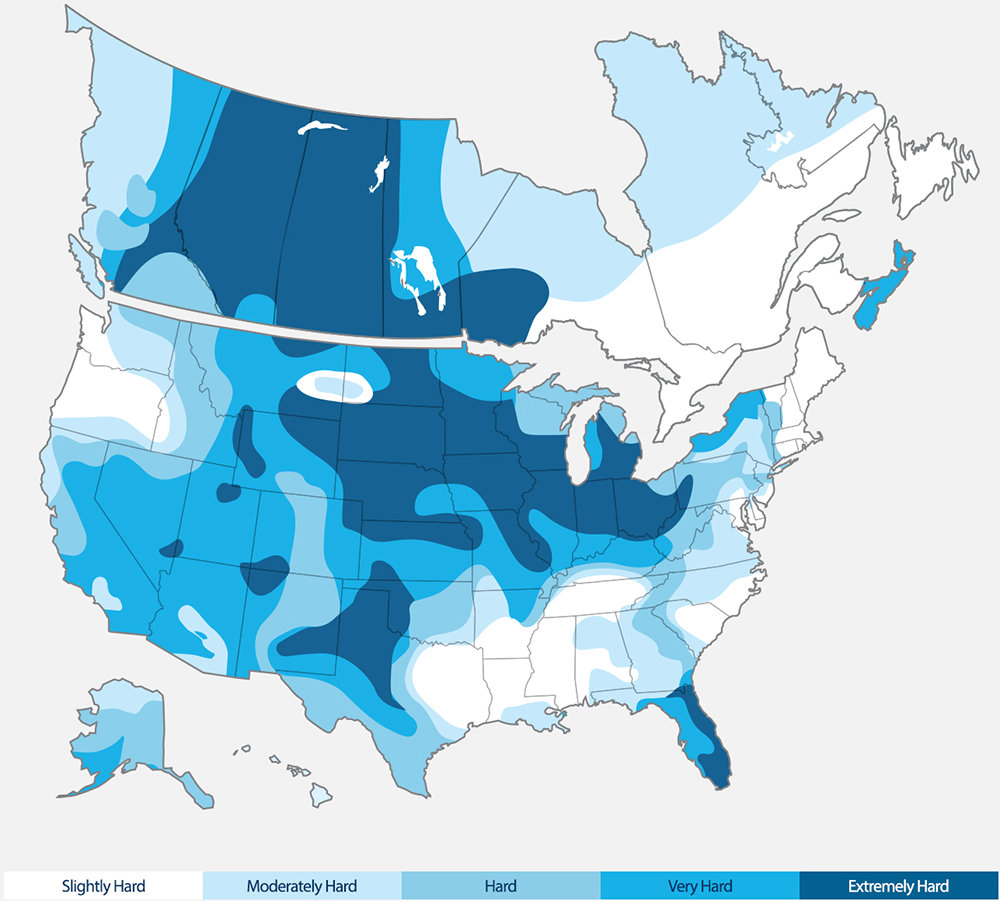Water hardness in North America.
